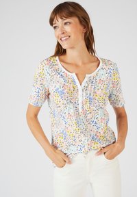 Damart COL TUNISIEN - Camiseta estampada - blanc fleuri