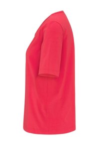 T-shirt corto rosso a maniche corte in morbido cotone, con un semplice collo rotondo e un taglio dritto con cuciture pulite.