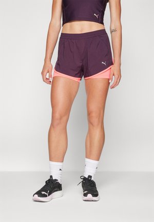 Puma RUN FAVORITE VELOCITY 2IN1 3" SHORT W - Pantalón corto de deporte - midnight plum/sunset glow