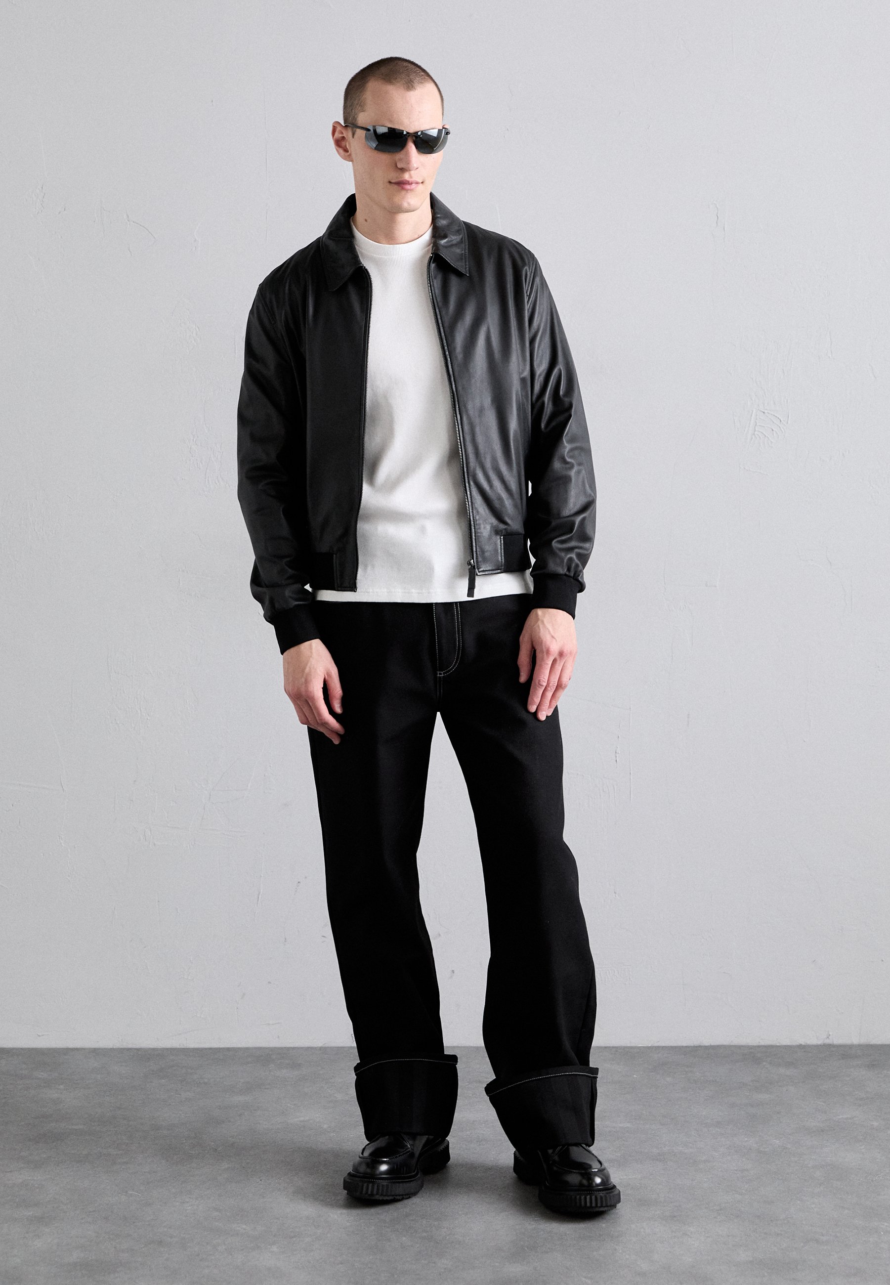 Emporio Armani BLOUSON JACKET - Leather jacket - black
