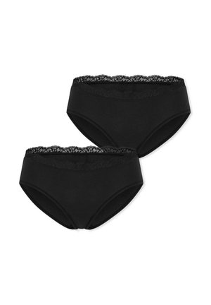 Sorte bomuldsunderbukser med en fin blondekant langs taljen. Glat tekstur, middel dækning og en klassisk form.