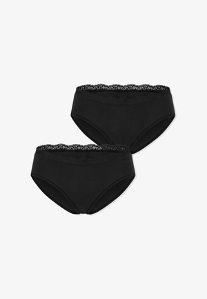 Braguitas de algodón negras con un delicado encaje en la cinturilla. Textura suave, cobertura media y un corte clásico.