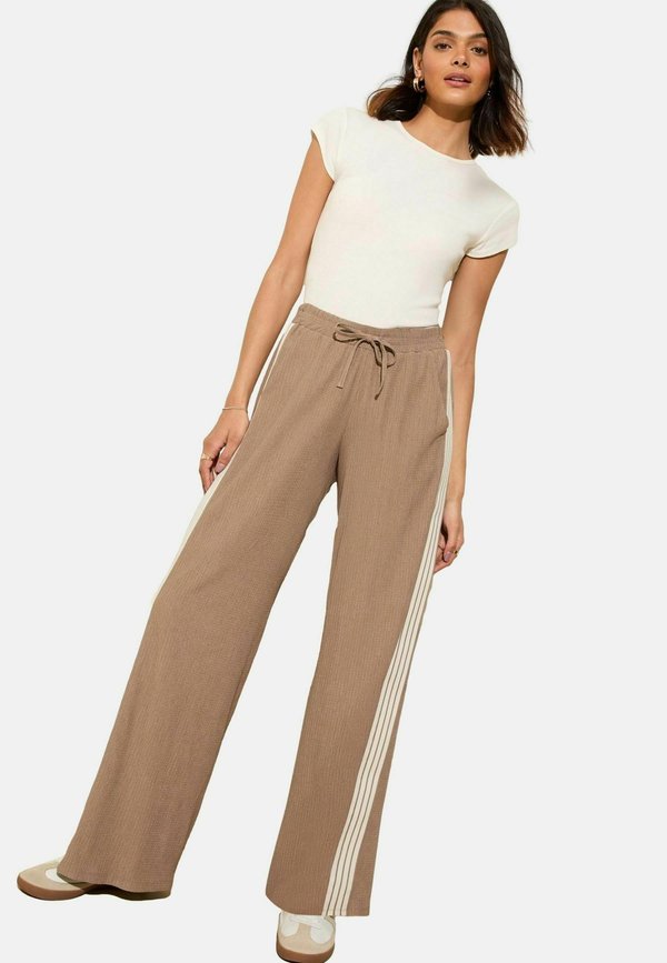 WIDE SIDE STRIPE - Jogginghose - mocha stripe