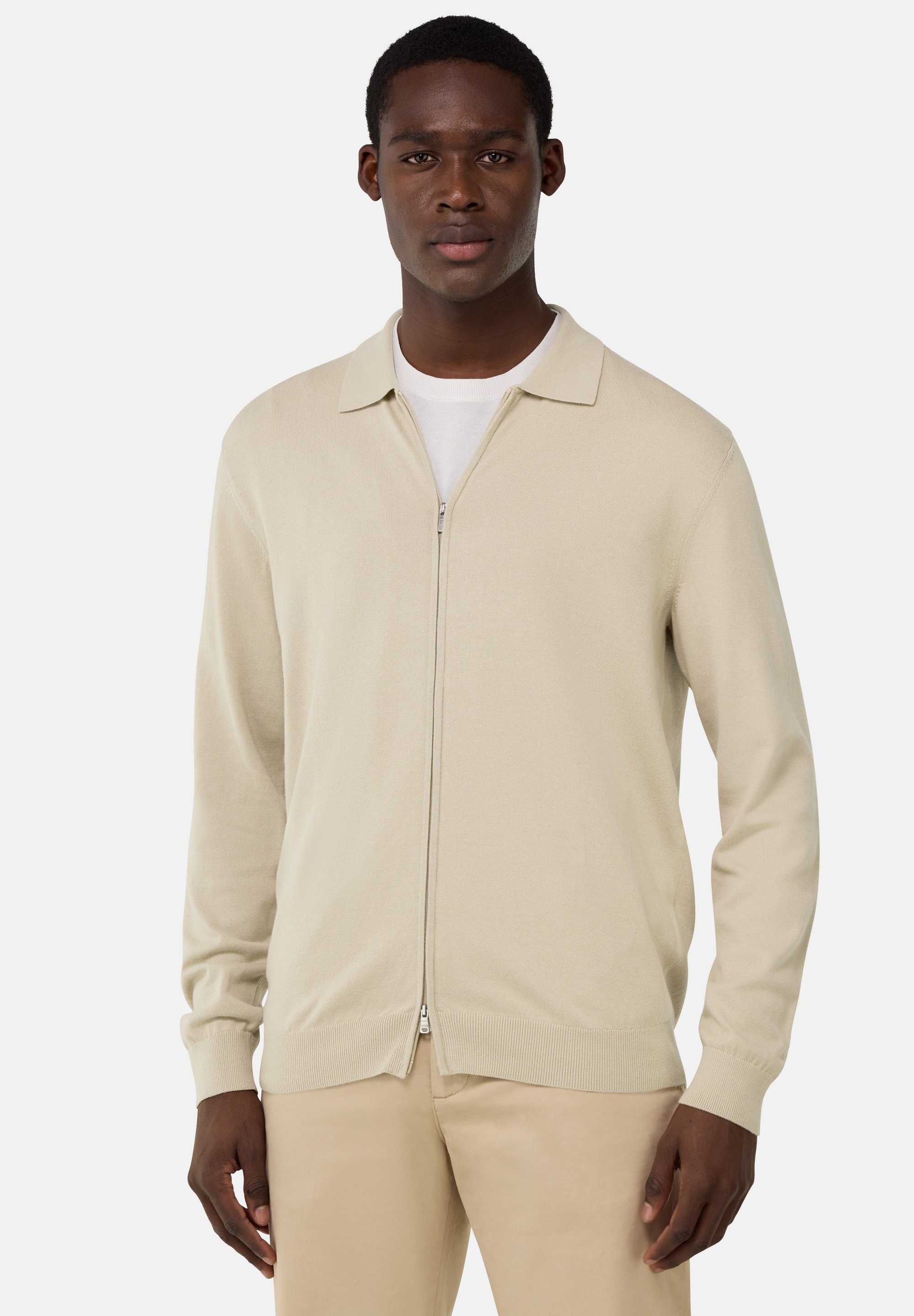 Boggi Milano FULL ZIP COLLAR Cardigan sand