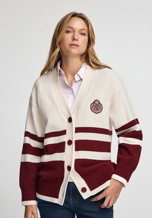 NAUTIC BUTTONED KOR - Strickjacke - garnet