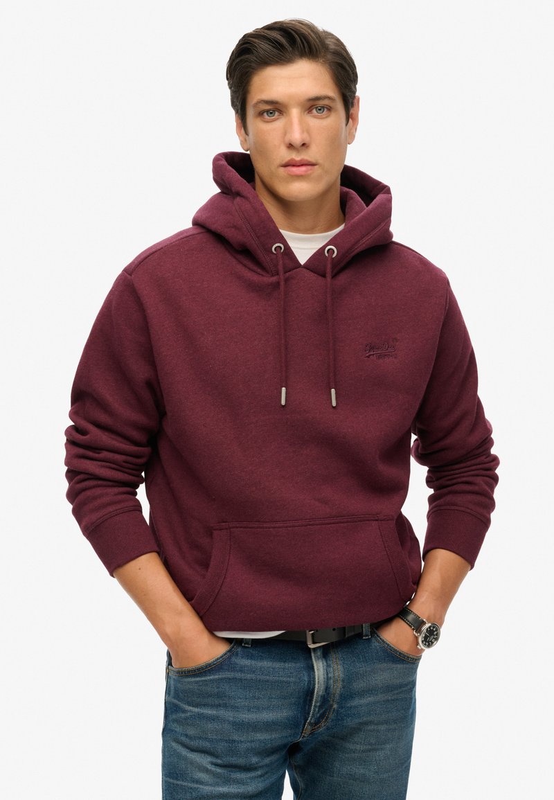 Superdry & Co ESSENTIAL LOGO  - Jersey con capucha - track burgundy marl