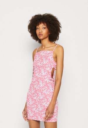 Pieces PCHYLMU DRAWSTRING MINI DRESS - Φόρεμα σε ίσια γραμμή - pink flambe