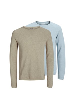 2 PACK - Striktrøje - hellblau/beige