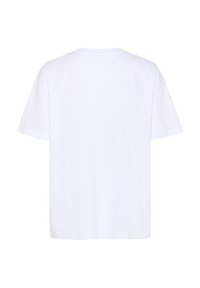 White cotton t-shirt with a relaxed fit, round neckline, and short sleeves. Features a smooth texture and no visible logos or designs.