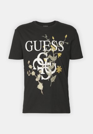 Guess QUATRO FLOR - Apdrukāts T-krekls - jet black