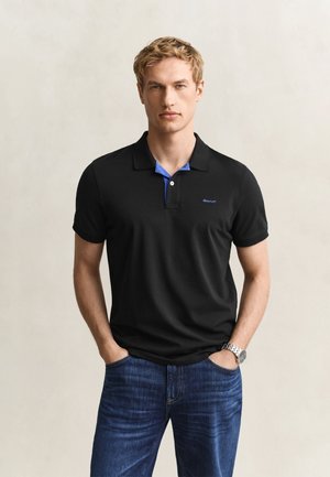 GANT CONTRAST RUGGER - Πόλο - black