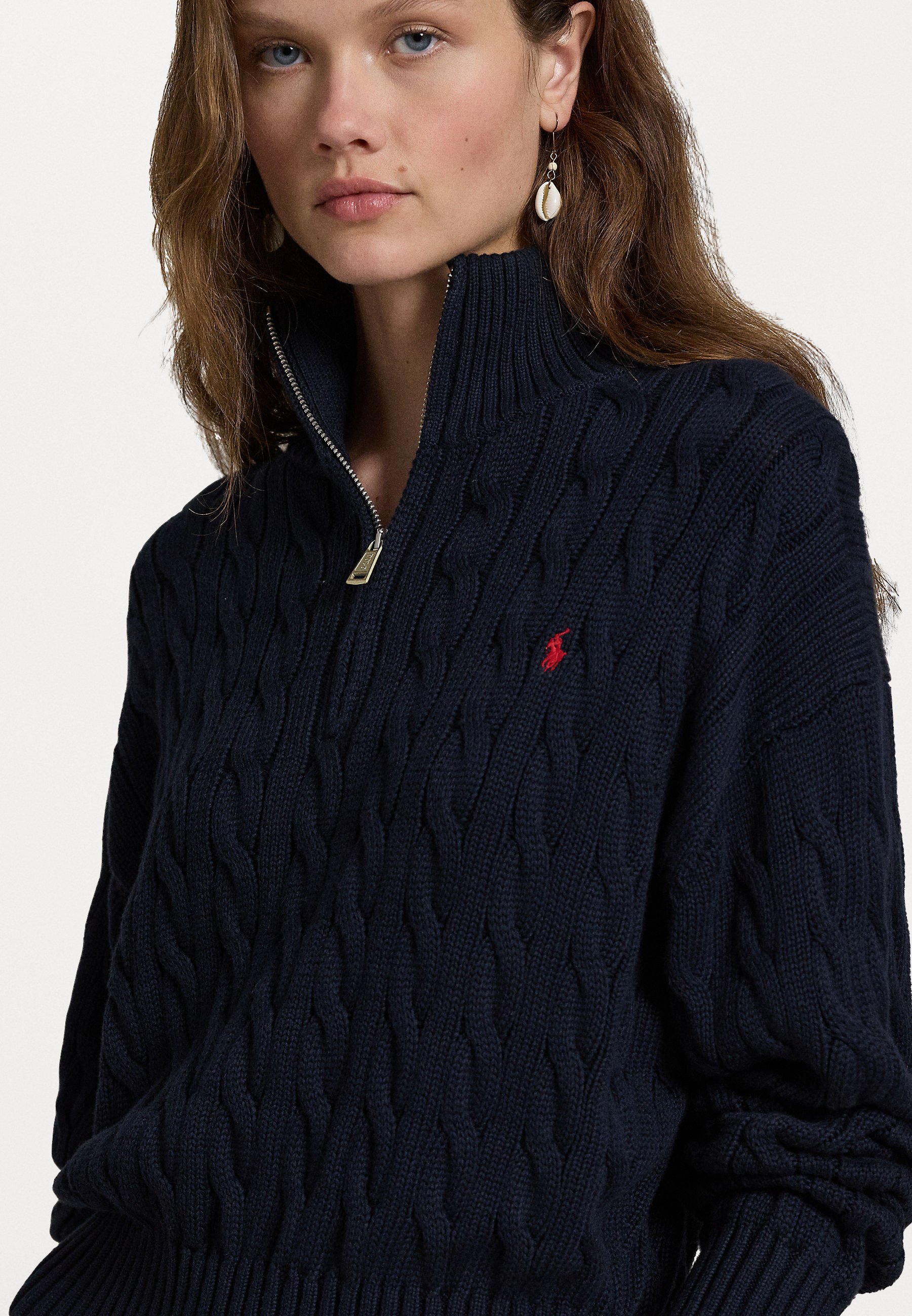 売れ筋商品|||ラルフローレン ニット&セーター レディース アウター ARAN-KNIT ALPACA-BLEND TURTLENECK - Jumper - hunter navy Polo Ralph Lauren ARAN-KNIT ALPACA-BLEND TURTLENECK - Jumper