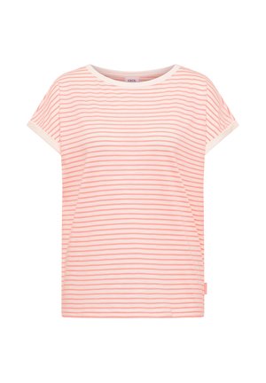 Cecil, T-SHIRT WITH BOAT NECK AND STRIPES - Triko s potiskem - coral