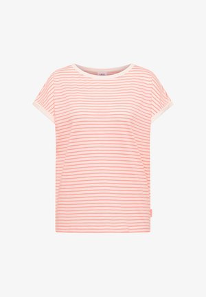Cecil, T-SHIRT WITH BOAT NECK AND STRIPES - Triko s potiskem - coral