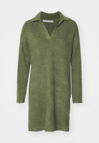 NOTCH NECK MINI DRESS - Strikkjoler - thyme heather