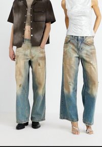 Jaded London MUD WASH COLOSSUS  - Ohlapne kavbojke - blue denim