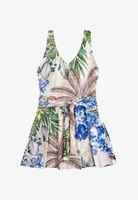 Ikke valgt, cream navy parrot print