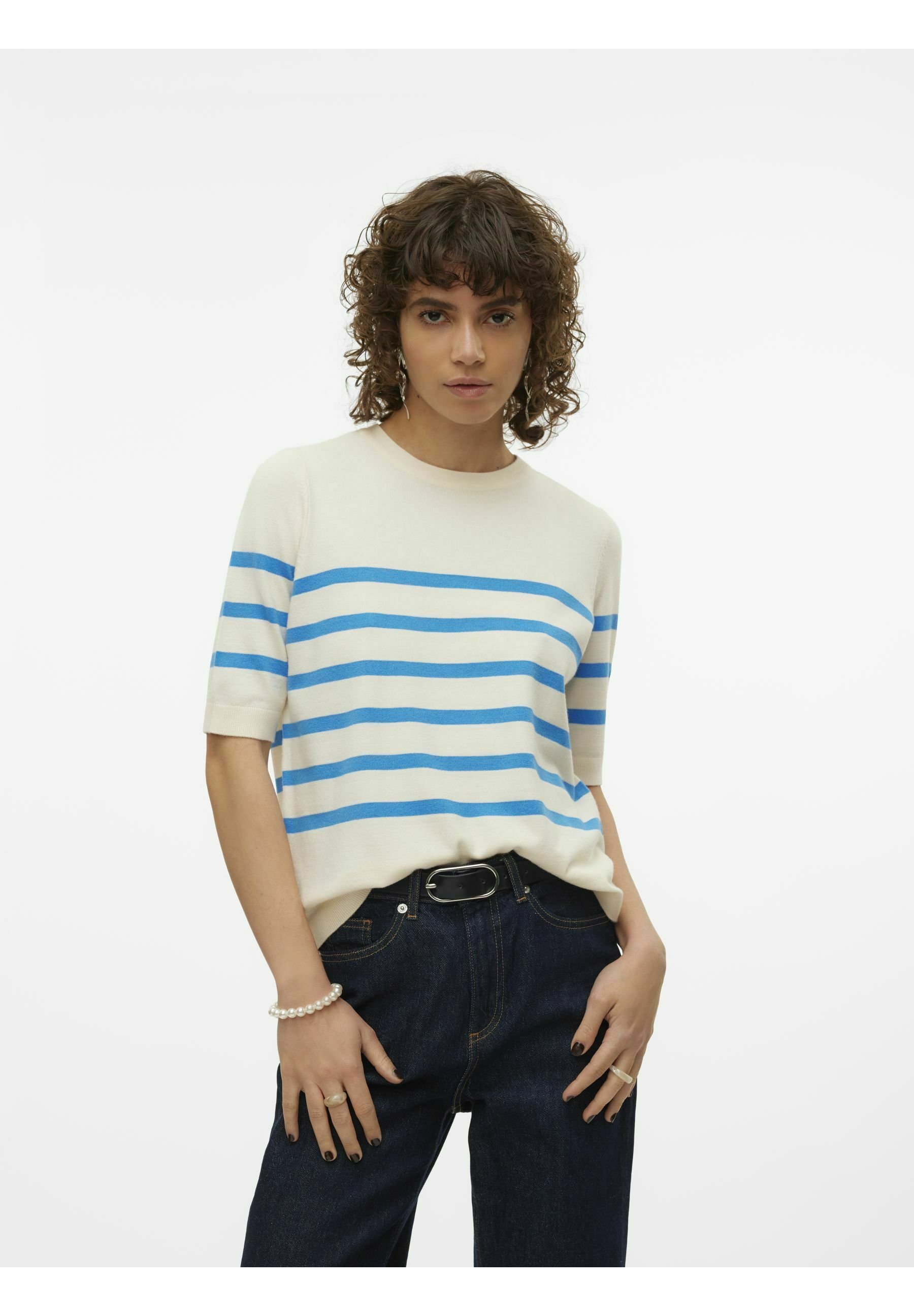 Pull Femme Manches Courtes VERO MODA Vmsaba - Maille Unie Col Rond - Coupe Regular Fit - 9