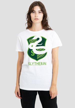 Cotton Soul, HARRY POTTER SLYTHERIN SILHOUETTE CREST - T-Shirt print - white