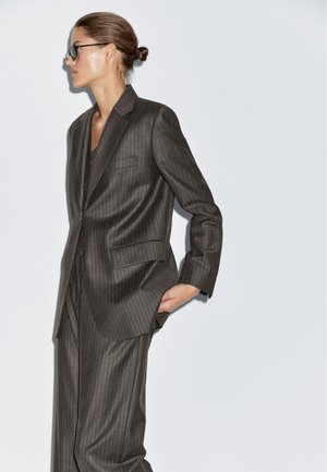Massimo Dutti PINSTRIPE - Blazer - mottled dark brown