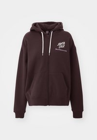SINGLUAR SCRIPT FRONT ZIP HOOD - Cipzáras pulóver - ground coffee