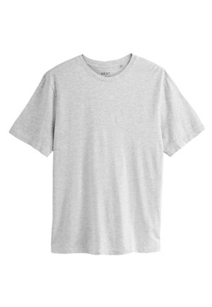 Siva kratka majica kratkih rokavov iz mehke, lahke tkanine. Ima klasičen okrogel izrez in sproščen kroj brez vzorcev ali poudarkov.
