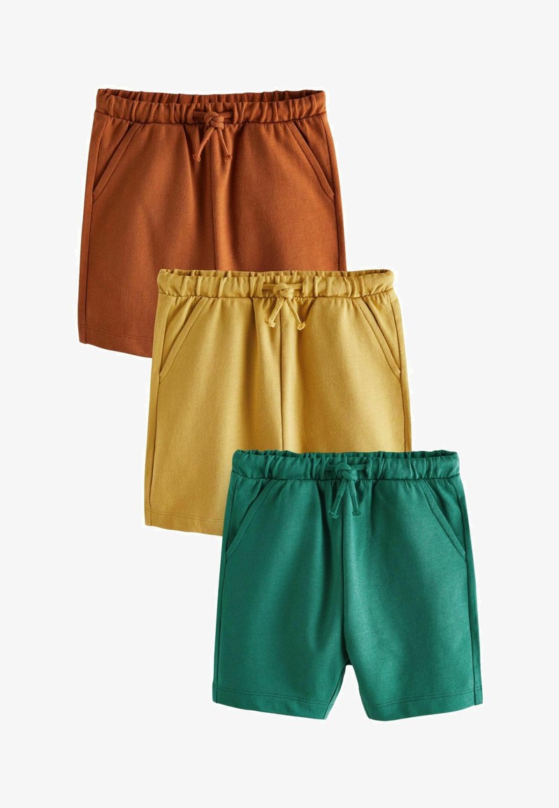 Kokvilnas šorti trīs krāsās: rūsas, dzeltenā un zaļā. Ar elastīgu jostu, auklu un sānu kabatām. Mīksta tekstūra.