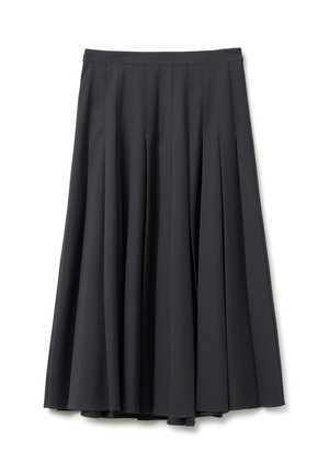 Jupe plissée noir mi-longue avec une taille élastique, en tissu structuré et avec une silhouette en A.