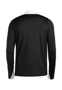 Langärmelig shirt in zwart met een witte kraag. Heeft een gladde stof, eenvoudig ontwerp en contrasterende witte delen op de mouwen.