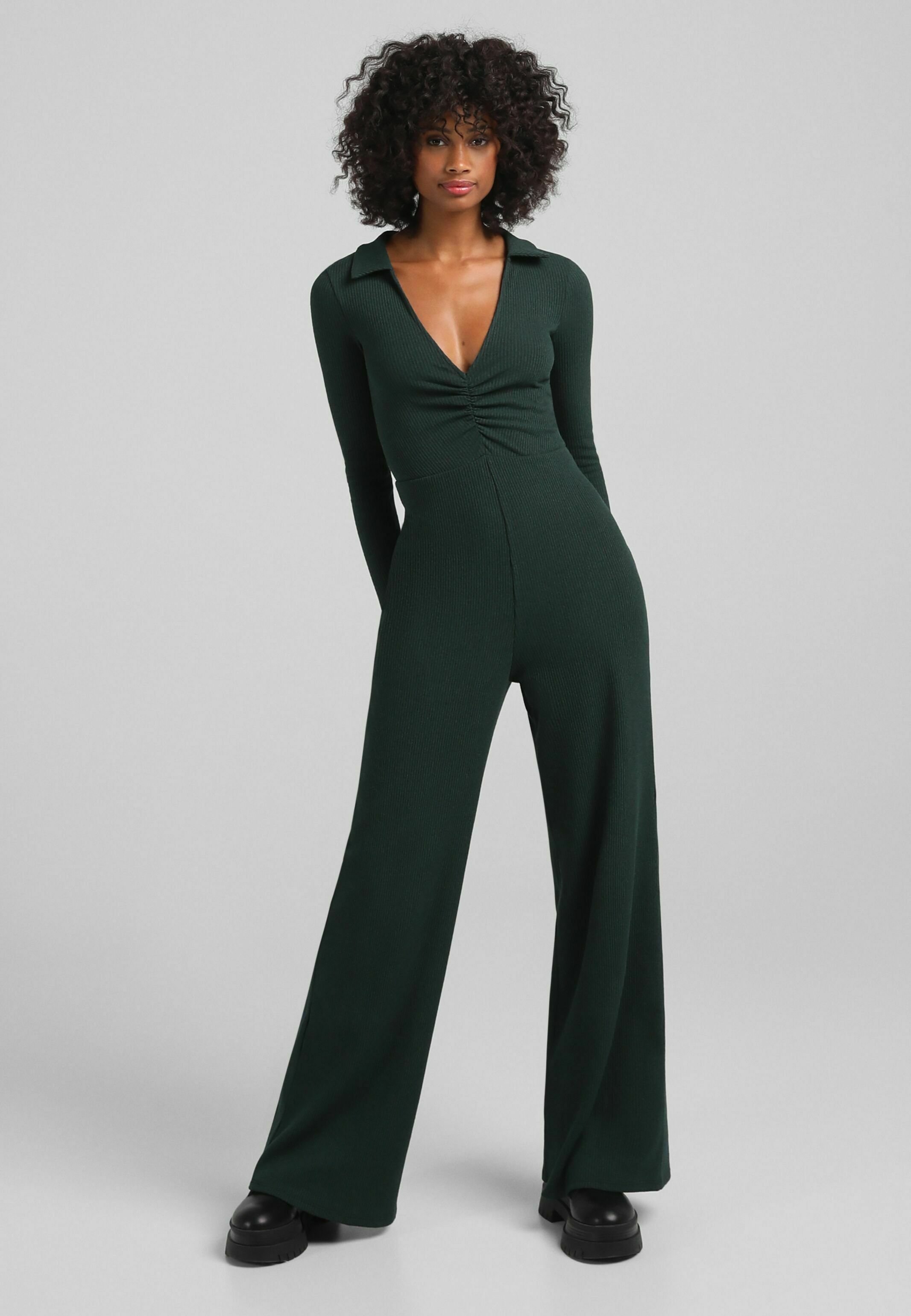 Bershka POLO COLLAR - Tuta jumpsuit - green/verde - Zalando.it
