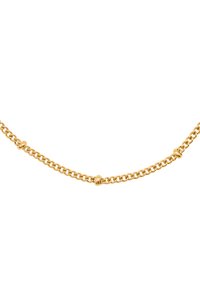 Collar de cadena de oro con diseño de eslabones circulares y acentos esféricos alternos y lisos. Acabado pulido, apariencia ligera.