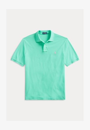 Polo majica mentolzelene boje od pamuka, s klasičnim ovratnikom, kratkim rukavima i malim izvezenim logotipom na prsima.