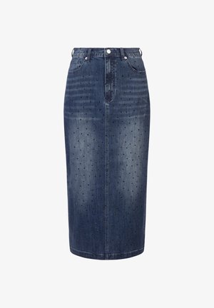 Apart MIT KRISTALLSTEINEN - Jeansrok - mittelblau