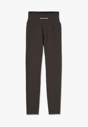 Svarta leggins med hög midja. Tillverkade av stretchmaterial, med platta sömmar och en liten "PEGADOR"-logotyp vid midjan.