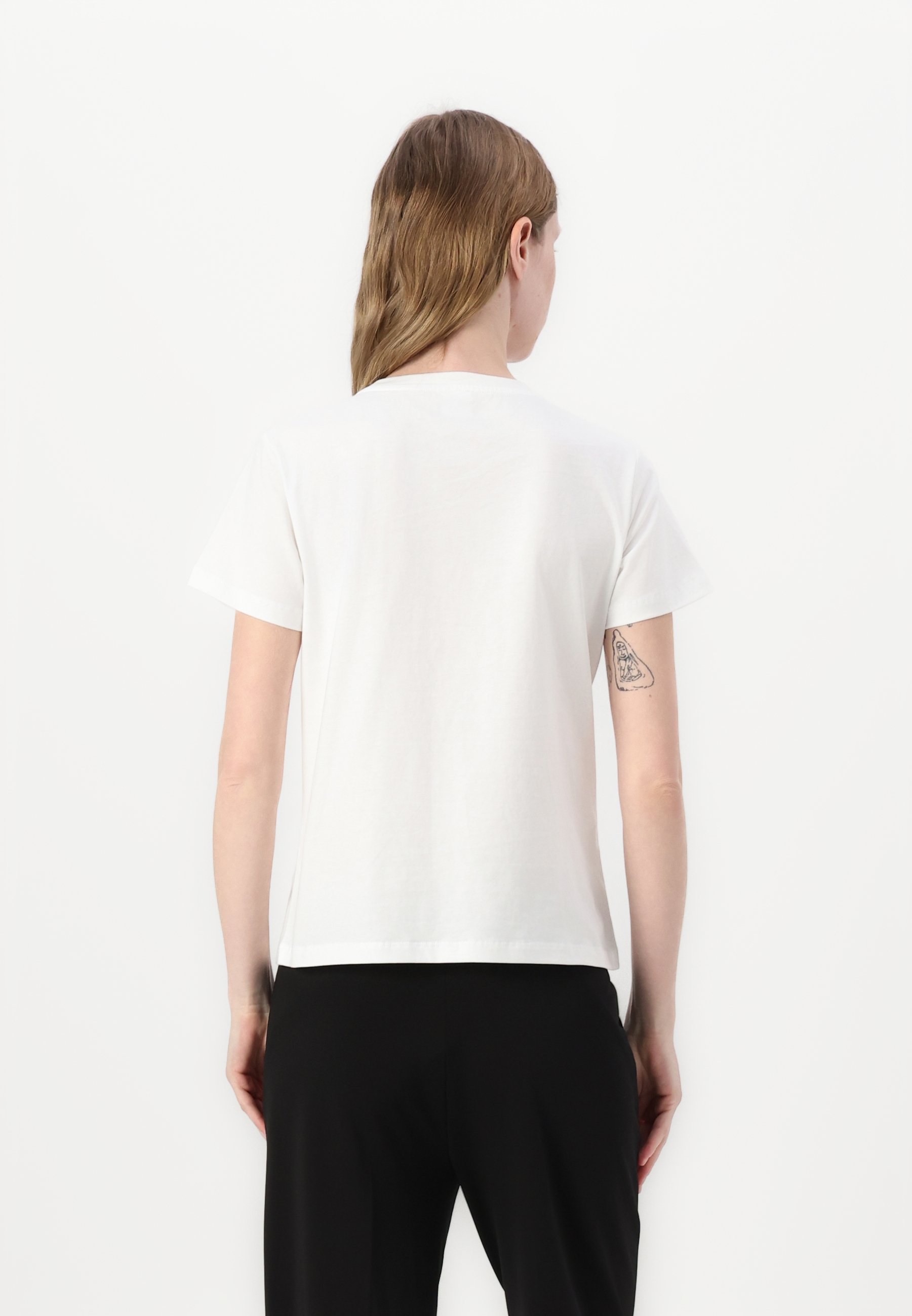 売れ筋商品|||ピンコ Tシャツ レディース トップス QUENTIN LOGO BIRDS RICAMATO - Print T-shirt - white Quentin t-shirt with love birds embroidery PINKO - Nugnes1920