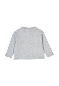 Vaalea harmaa pitkähihainen crewneck-huppari nähtynä takaa valkoista taustaa vasten.