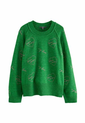 CREW NECK - Svetrík - green bright embroidered