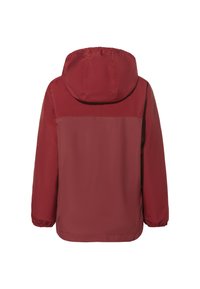 Veste à capuche rouge avec une texture lisse et des poignets élastiques. Design au dos de couleur unie, avec un minimum de détails et une coupe décontractée.