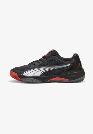 Puma NOVA COURT UNISEX - Zapatillas running asfalto - flat dark gray black flat medium gray active red
