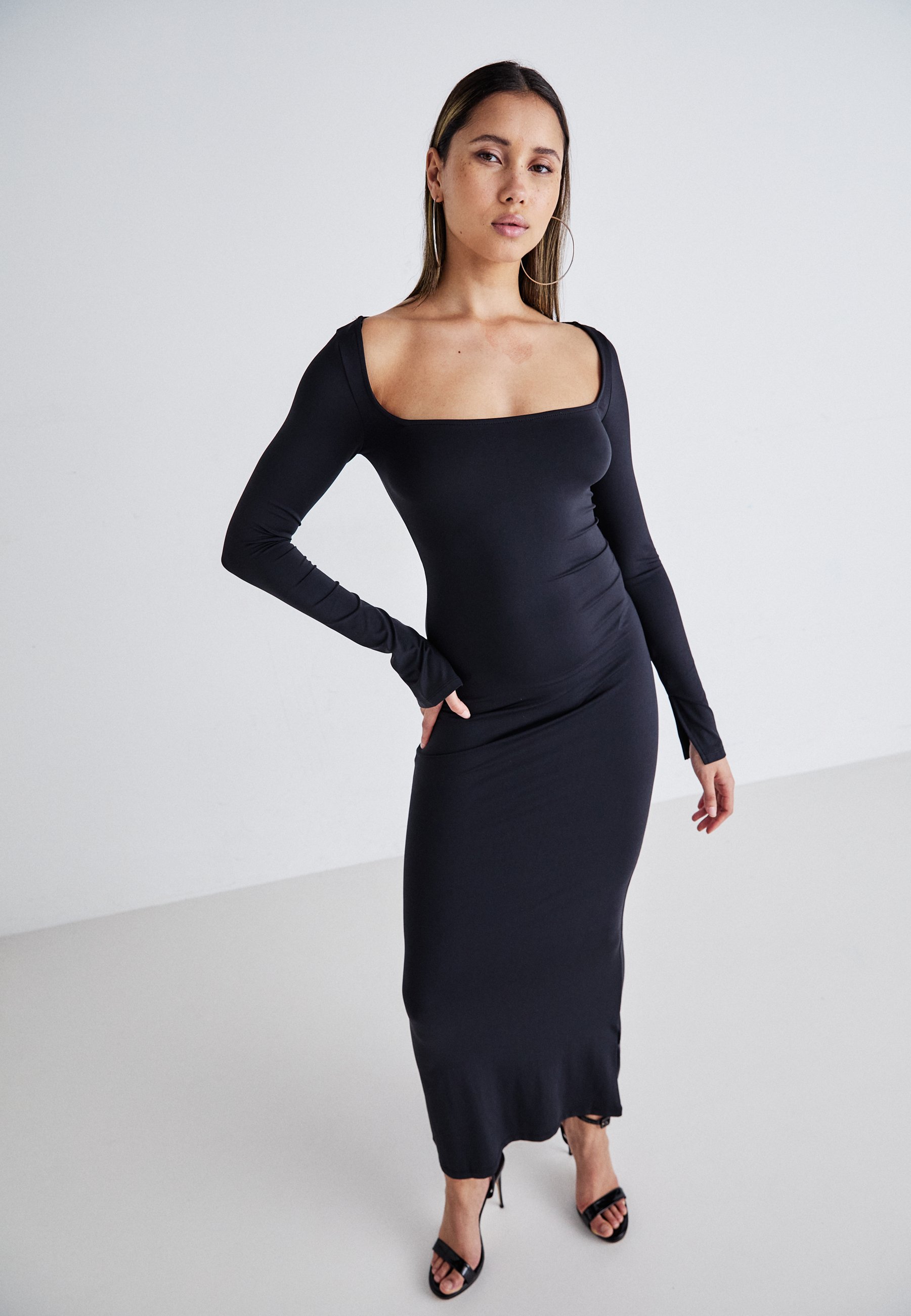 Gina Tricot SQUARE NECK DRESS - Maxi dress - black - Zalando.co.uk Gina Tricot SQUARE NECK DRESS - Maxi dress - black - Zalando.co.uk