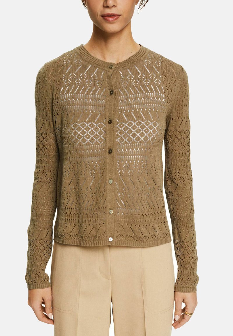 Damen Strickjacken | Esprit Collection Strickjacke khaki green/grün-meliert - IK53058 Damen Strickjacken | Esprit Collection Strickjacke khaki green/grün-meliert - IK53058