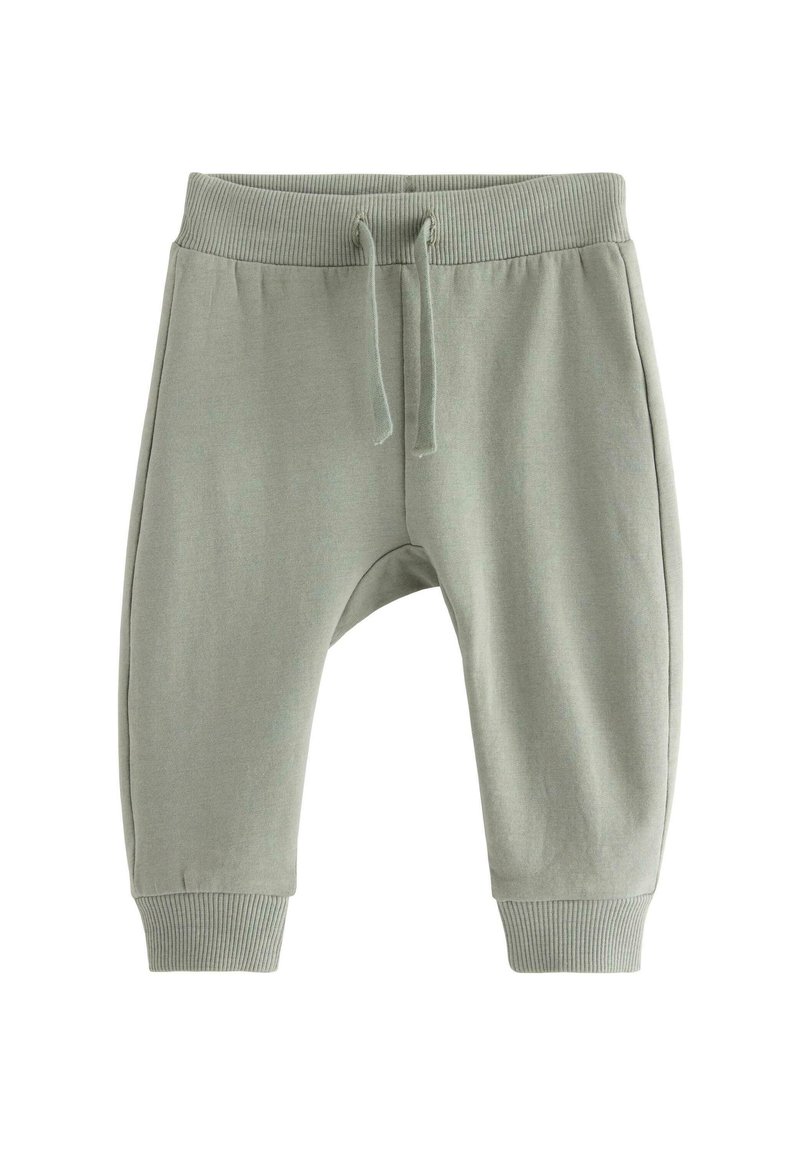 Jasnozielone, miękkie dresy z bawełny z żebrowanym pasem i mankietami, z detalami w postaci sznurka i regulowanym krojem.