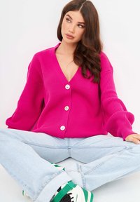 Cesare Gaspari OVERSIZED V-NECK - Kofta - fushia