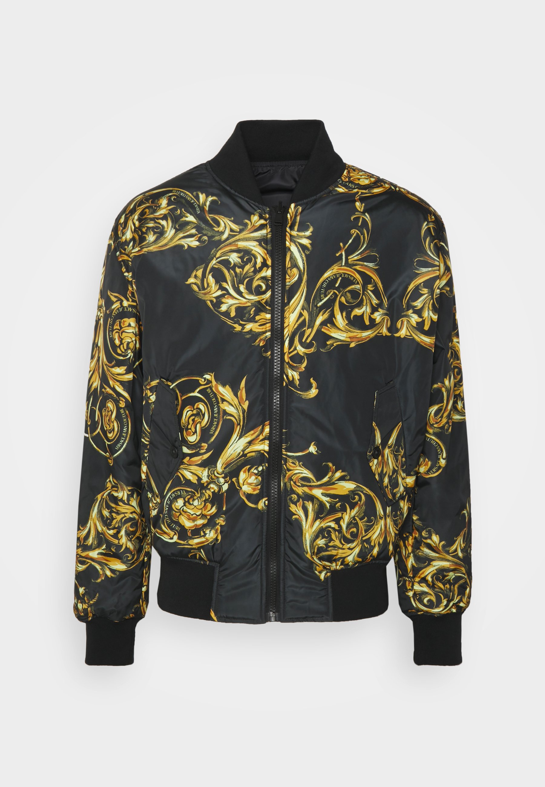 Versace Jeans Couture PRINTED GARLAND - Giubbotto Bomber -  black/gold-coloured/nero - Zalando.it
