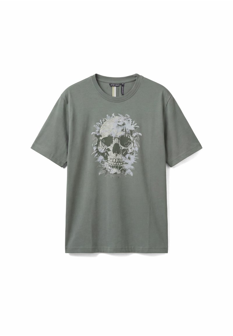 Off-White T-shirt Girocollo Effetto Sfumato con Stampe uomo