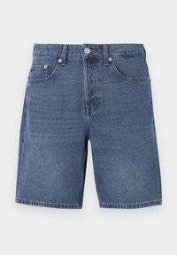Unselected, dark blue denim