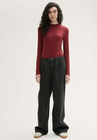 TOM TAILOR DENIM MIT STRUKTUR - Top s dlhým rukávom - deep wine red