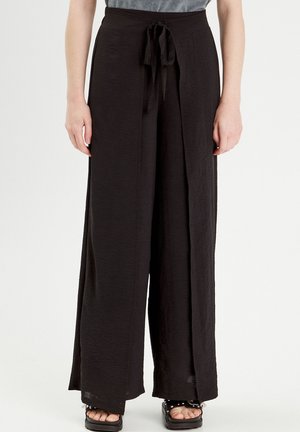 WEITE FLIESSENDE MIT BÄNDERN - Pantaloni - noir