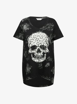 Angel of Style LEO TOTENKOPF V AUSSCHNITT HALBARM - T-shirts print - black