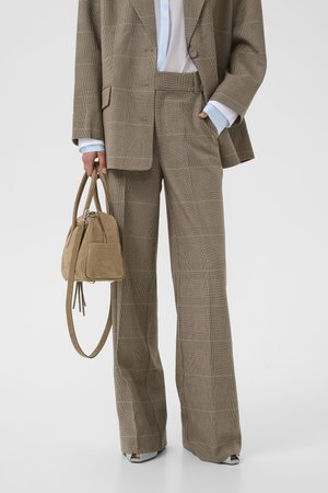 Széles szárú - pale khaki check